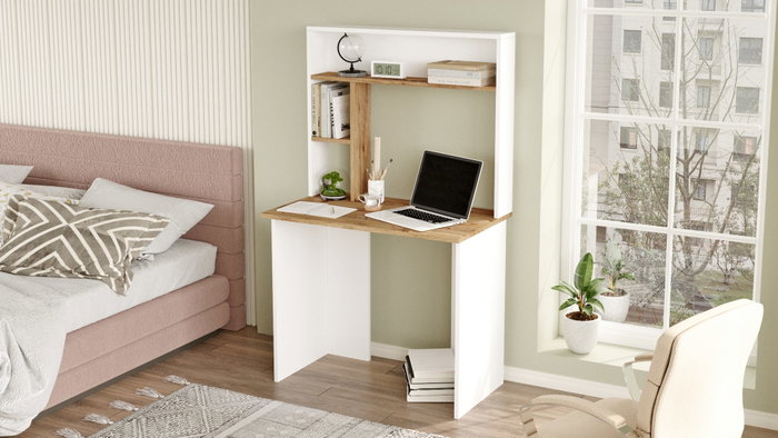 Hanah Home Br2-Aw Escritorio de Estudio Pino Atlántico y Blanco